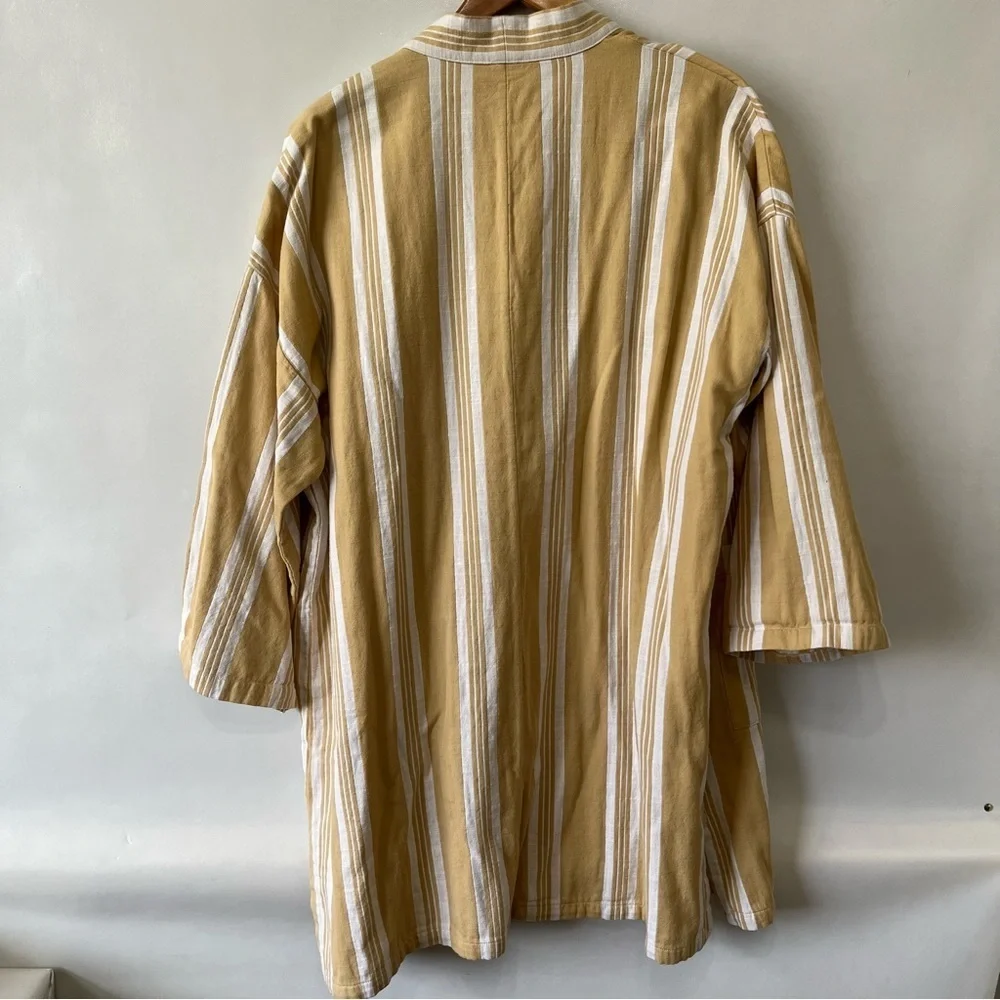 Eileen Fisher Reed White Stripe Kimono Duster Robe Coat